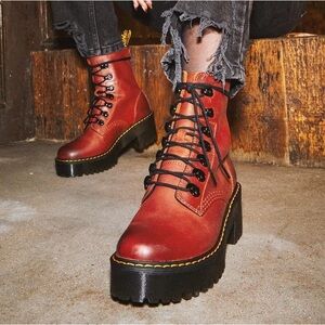 [SOLD ON EBAY] Dr. Martens Leona Platform Quad in Brick Red Burnished Wyoming